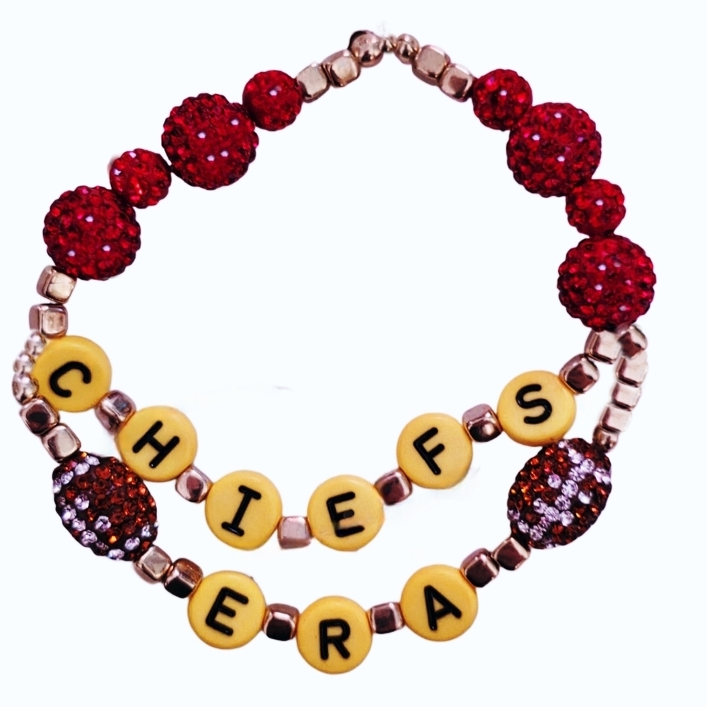 Chiefs Football Swarovski Crystal Stretchy Friendship Bracelet